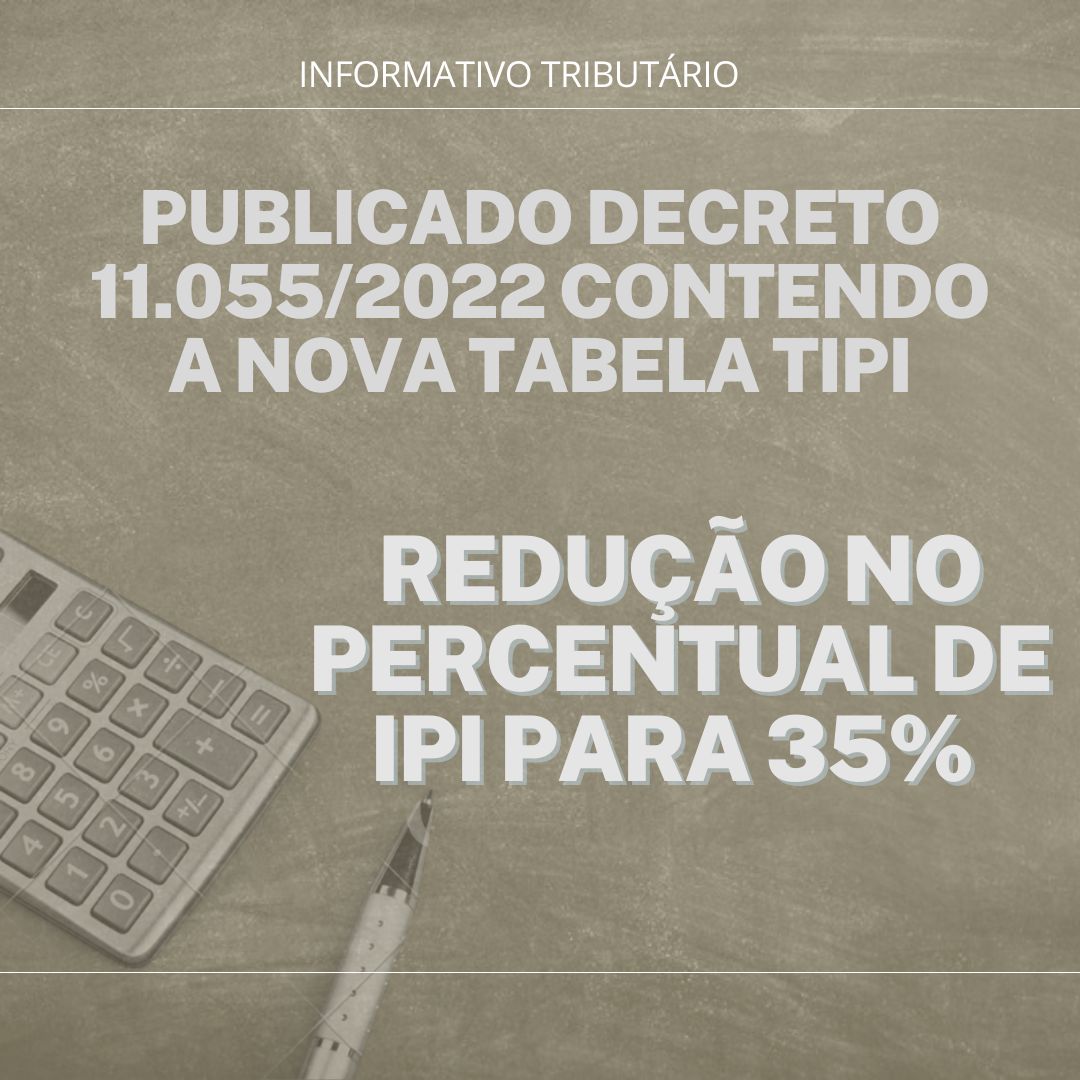 REDUÇÃO NO PERCENTUAL DE IPI